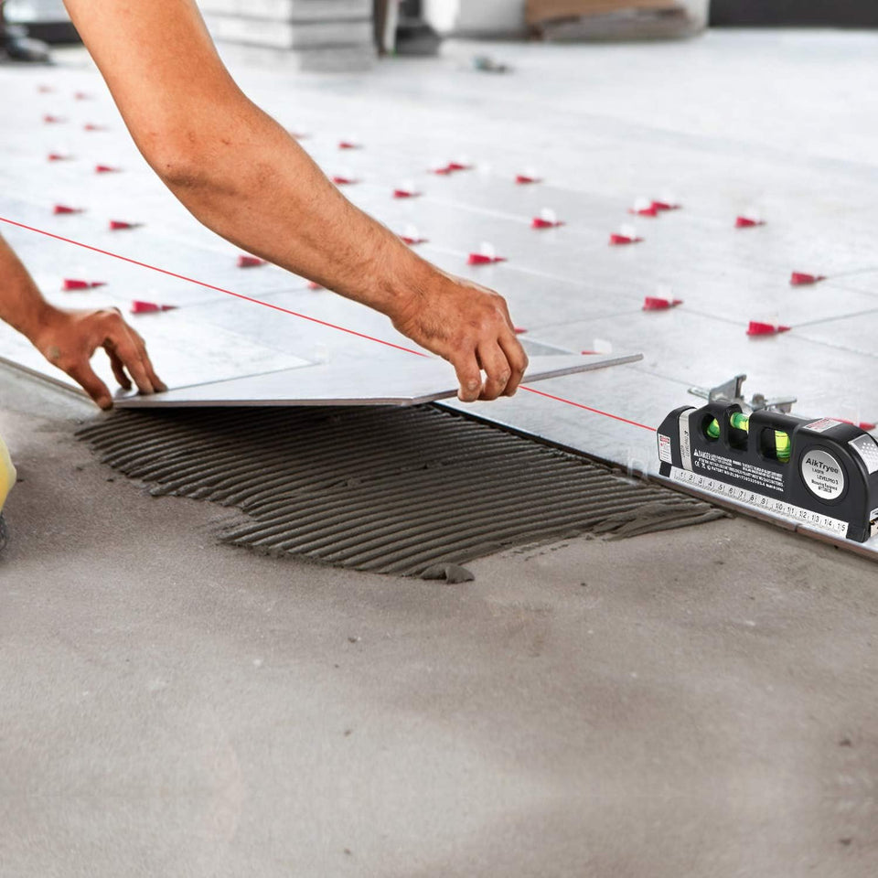 Laser Level Line Tool, MultiPLrpose Laser Level Kit Standard Cross Line Laser leveler Beam Tool with Metric Rulers 8ft/2.5M for Picture Hanging cabinets Tile Walls by AikTryee.