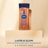 Vaseline Glazed and Glisten Sunlit Glow Body Gel Oil Vanilla Cocoa Shimmering with Ultra-Hydrating Lipids and 100% PLre Cocoa Butter, 6.8 Oz