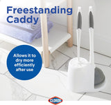 Clorox Toilet Plunger and Bowl Brush Combo with Caddy, 6.75 x 7 x 19.5 in, White/Gray