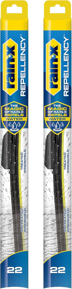 Rain-X 810363 Repellency Water Repellent Wiper Blades, 22" Windshield Wipers (Pack of 2), All Weather Streak-Free for Enhanced Visibility w/Water Repellency Formula [Amazon Exclusive]