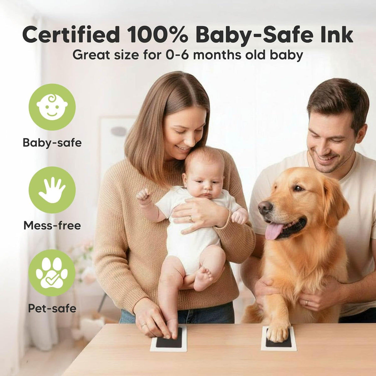4-Pack Inkless Baby Hand and Footprint Kit - Mess Free Ink Pad for Newborn Keepsake, Dog Nose & Paw Print Kit, Clean Touch Ink Pad for Baby Hand & Footprints, Ideal New Mom Gifts (Jet Black)