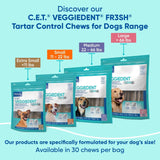 Virbac C.E.T.® VEGGIEDENT® FR3SH® Tartar Control Chews for Dogs with digestive health support, VOHC Approved, Medium 22-66lbs