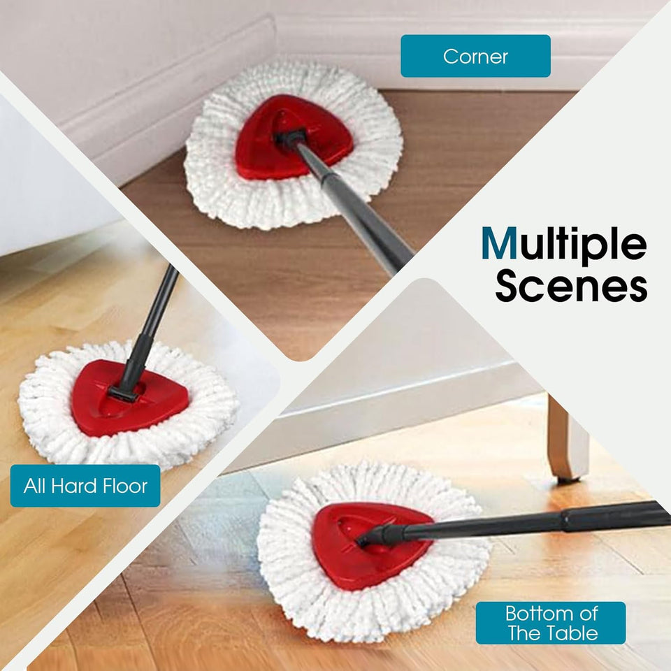 4 Pack Mop Head Replacement Compatible with O Cedar Triangle Swivel Mops,Spin Mop Replacement Head 100% Microfiber,Deep Cleaning,EPSUNORISE Compatible with O Cedar Mops(White)
