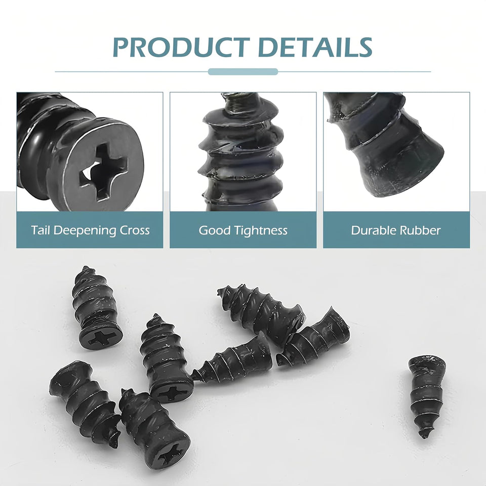 60 PCS Tire Repair Rubber Nail, Vacuum Tire Repair Kits Spiral Rubber Screws, Fast Self-Service Tool for Car, Truck, Motorcycle, Tractor Tire PLncture Repair (Black)