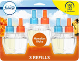 Febreze Plug In Air Freshener, Odor-Fighting Scented Oil Refill, Air Fresheners for Home and Bathroom and Kitchen, Long Lasting for Strong Odors, Hawaiian Aloha Scent, 0.87oz Refills, 3 Count