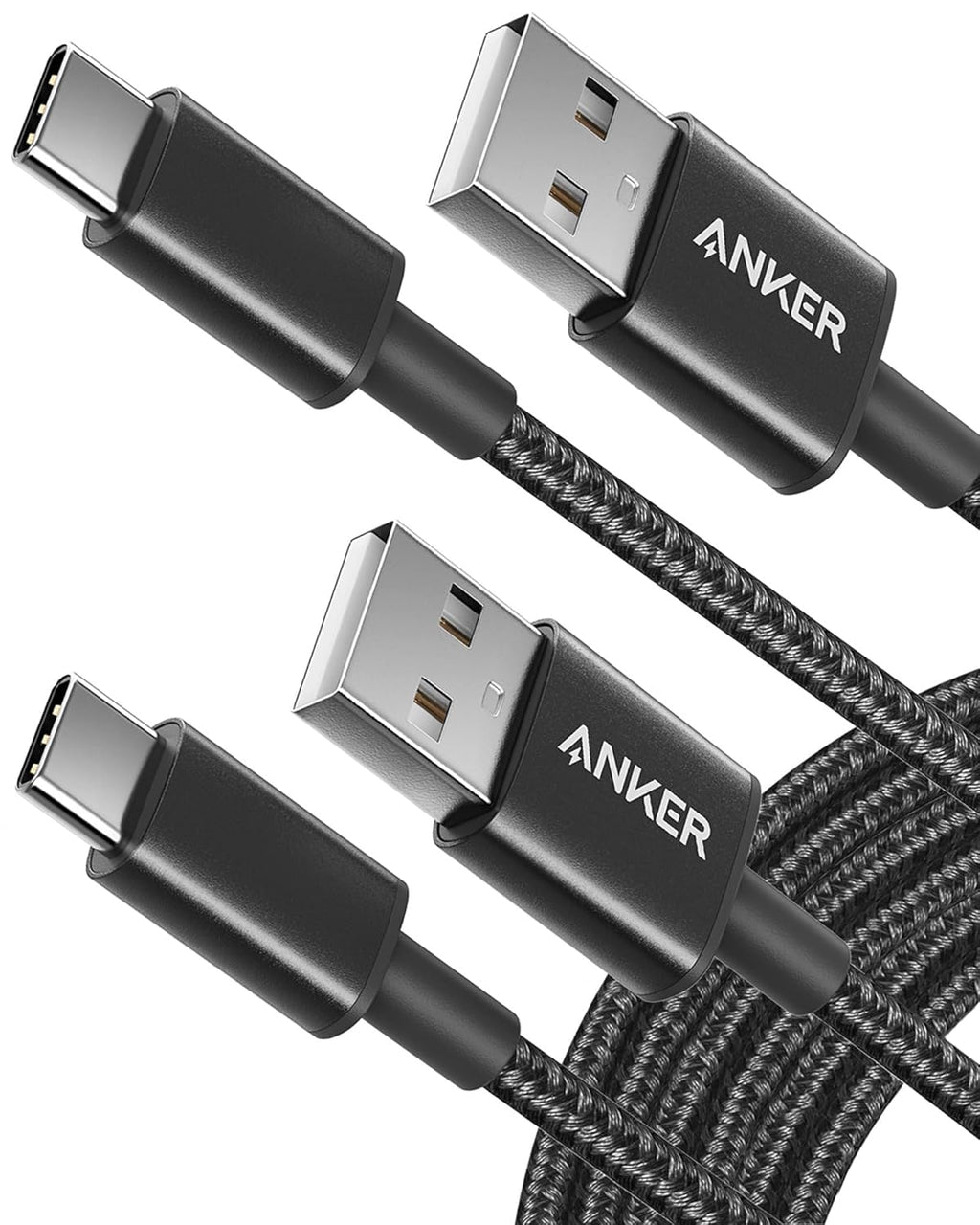 anker 2-pack usb a to usb c cable for iphone 17 series, samsung galaxy s10 and more (black, 3ft)