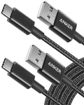 anker 2-pack usb a to usb c cable for iphone 17 series, samsung galaxy s10 and more (black, 3ft)