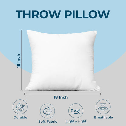 Utopia Bedding Throw Pillows (Set of 4, White) – 18 x 18 Inches Down Alternative Pillows for Bed, Sofa, and Couch - Fluffy Decorative Stuffer Pillow for Indoors & Outdoors
