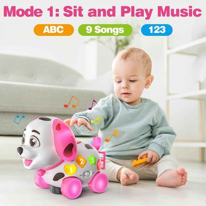 6-12 Months Bilingual Crawling Walking Puppy Toy for 1 Year Old ABC Music Gift