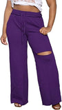 PINSV Wide Leg Pants for Women Drawstring Baggy Casual Sweatpants