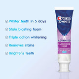 Crest 3D White Advanced, Teeth Whitening Toothpaste for Adults, 3.7 oz, 4 Pack, Cavity Protection Fluoride Toothpaste, Strengthens Enamel, Travel Size Toiletries