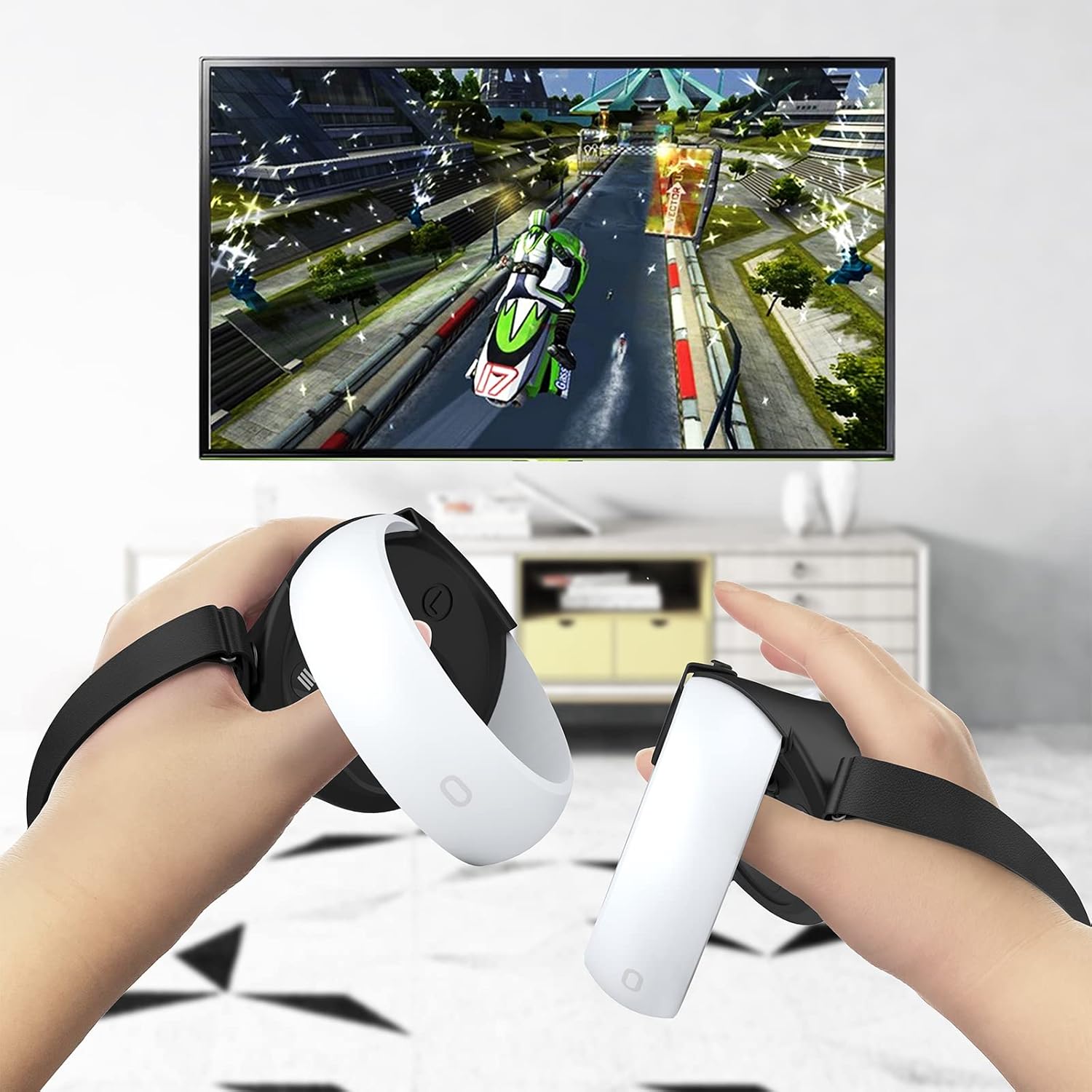 AMZDM Controller Grip for Oculus Quest 2 Accessories Grips Cover for VR Touch Controllers Covers Protector with Non-Slip Thumb Grips 1Pair Black