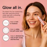 grace & stella Under Eye Brightener with Rose Quartz Rollerball - Centella Asiatica & Caffeine Under Eye Serum for Dark Circles & PLffiness - Travel Essentials, Birthday Gifts for Mom (15ml/0.51floz)