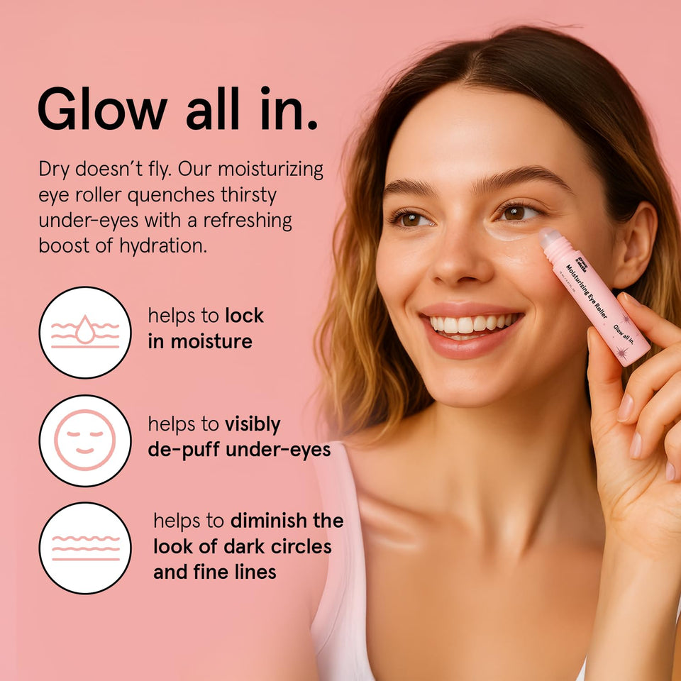grace & stella Under Eye Brightener with Rose Quartz Rollerball - Centella Asiatica & Caffeine Under Eye Serum for Dark Circles & Puffiness - Travel Essentials, Gifts for Women, Vegan (15ml/0.51floz)