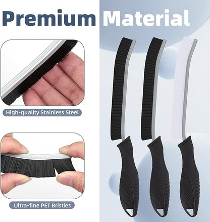 Hard Bristle Crevice Cleaning Brush - Cleaning Tools for Household Use, Multifunctional Gap Cleaning Supplies for Kitchen, Bathroom, Toilet, Window, Vehicle, Faucets, Grout, Home (Black)