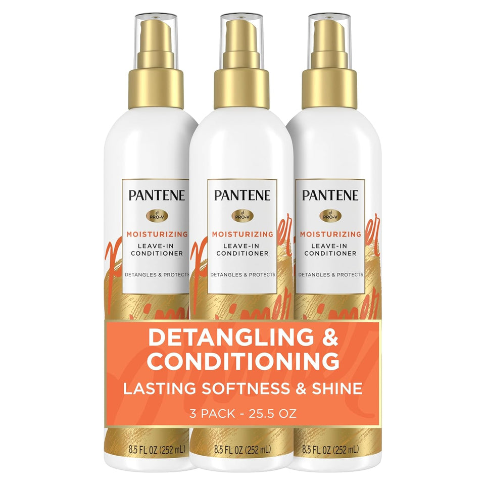 Pantene Conditioning Detangler Spray, Pro-V Repair & Protect, Nutrient Boost for Damaged Hair, Antioxidant Enriched, Leave-In Conditioner, Smooth & Shine, Sulfate-Free, 8.5 Fl Oz, 3 Pack