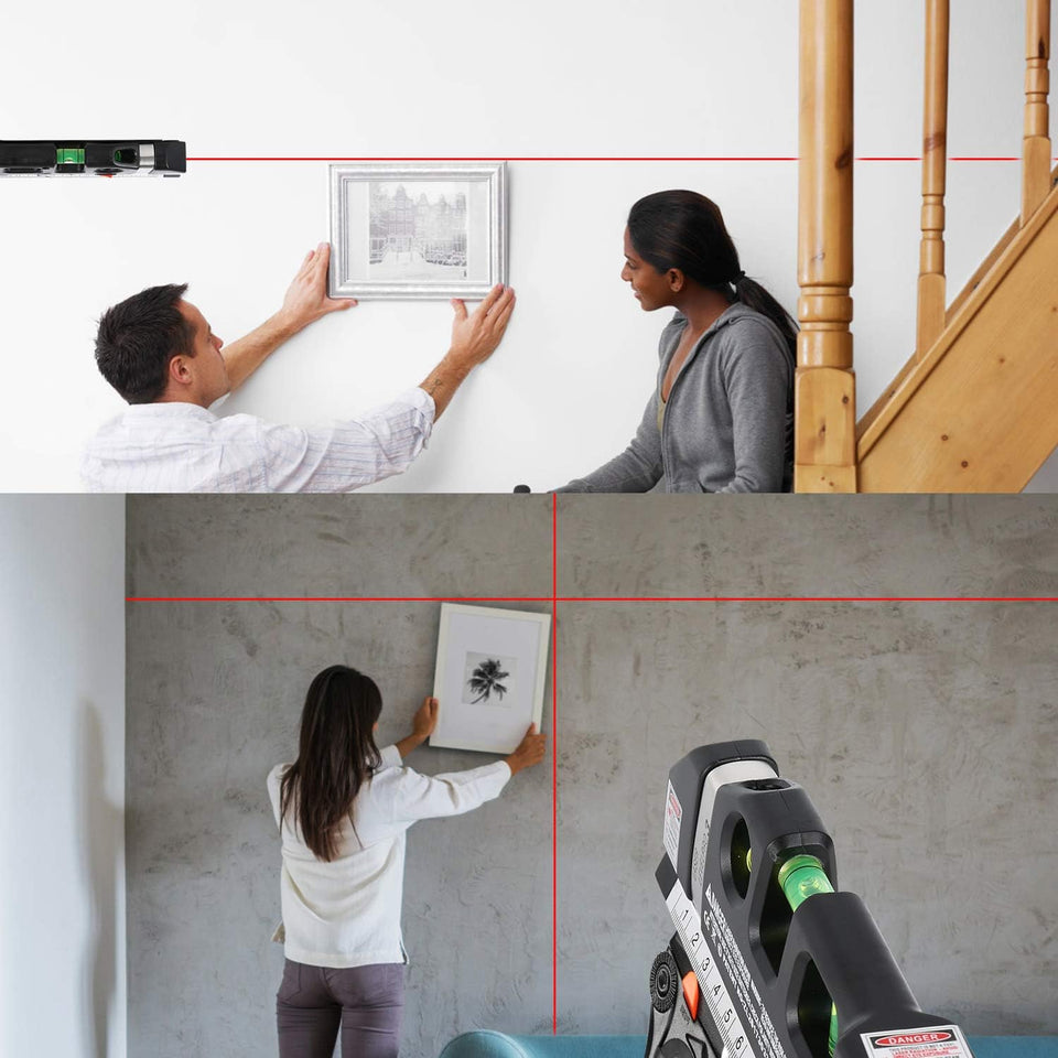 Laser Level Line Tool, MultiPLrpose Laser Level Kit Standard Cross Line Laser leveler Beam Tool with Metric Rulers 8ft/2.5M for Picture Hanging cabinets Tile Walls by AikTryee.