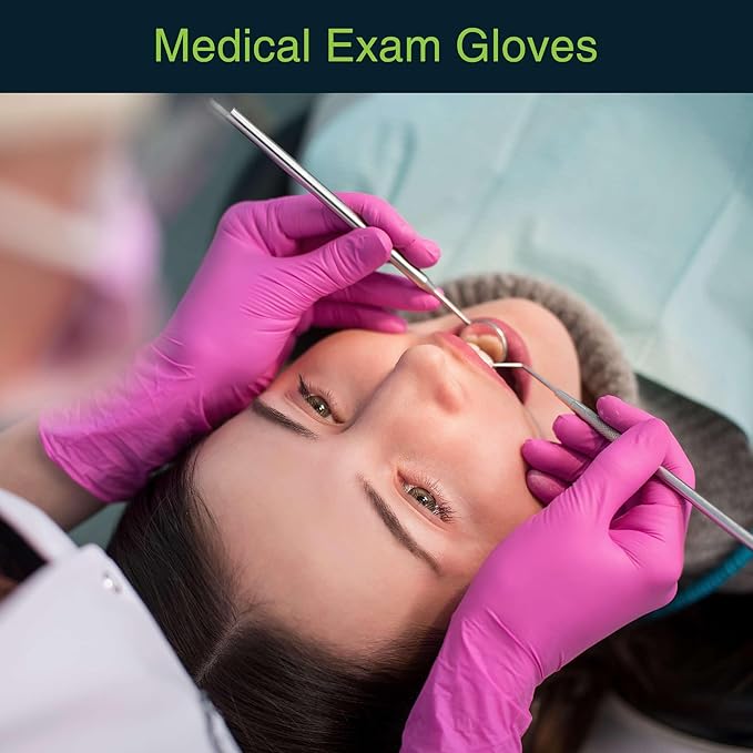 FifthPLlse Fuchsia Hot Pink Nitrile Disposable Gloves - 3 Mil Nitrile - Powder and Latex Free - Surgical Medical Exam Gloves
