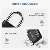 PLroma 2 Pack Combination Lock for Locker 4 Digit Outdoor Waterproof Padlock for School, Gym, Sports, Fence, Toolbox, Gate, Case, Outdoor, Hasp Storage (Black)