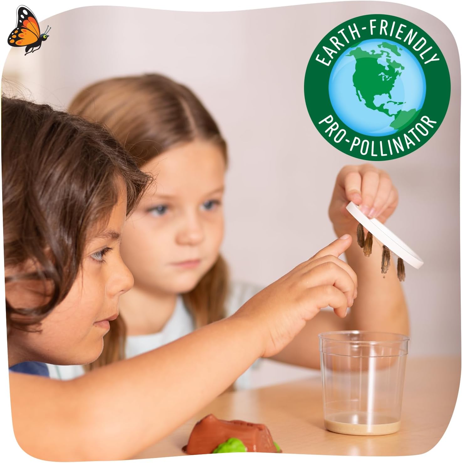 Insect Lore Two Cups of Caterpillars - Butterfly Garden Kit Refill – Raise and Release Painted Lady Butterflies – Includes Two Chrys-A-Lid Holding Logs and Instructions