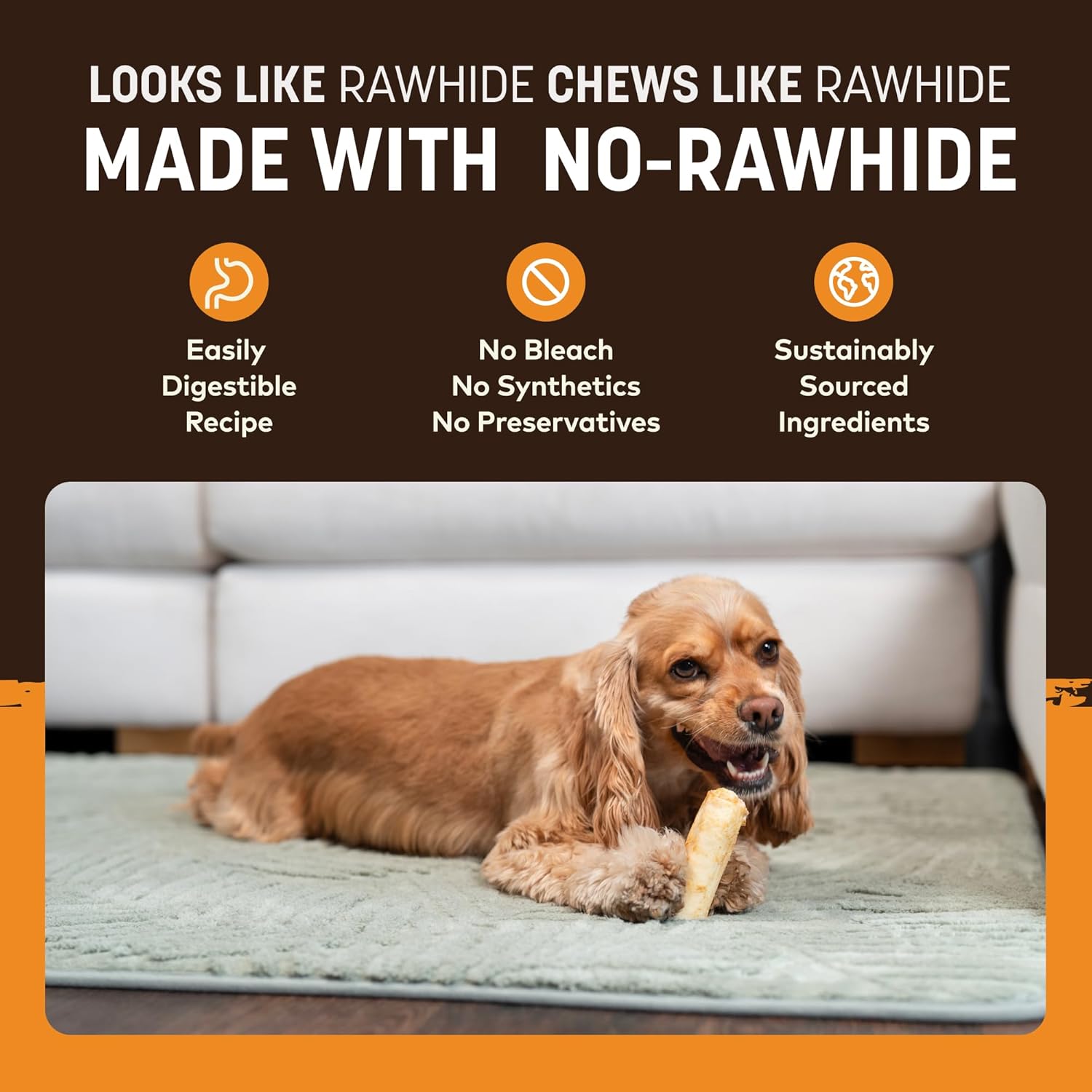 Earth Animal No Hide Chews for small dogs, 16-45 lbs, 6 count, chicken, rawhide free, long lasting