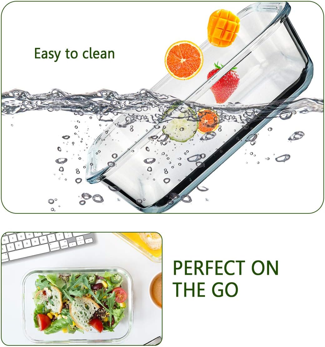 8-Pack,30 oz Glass Meal Prep Containers,Glass Food Storage Containers,Airtight lunch Containers with Lids, Microwave, Oven, Freezer and Dishwasher
