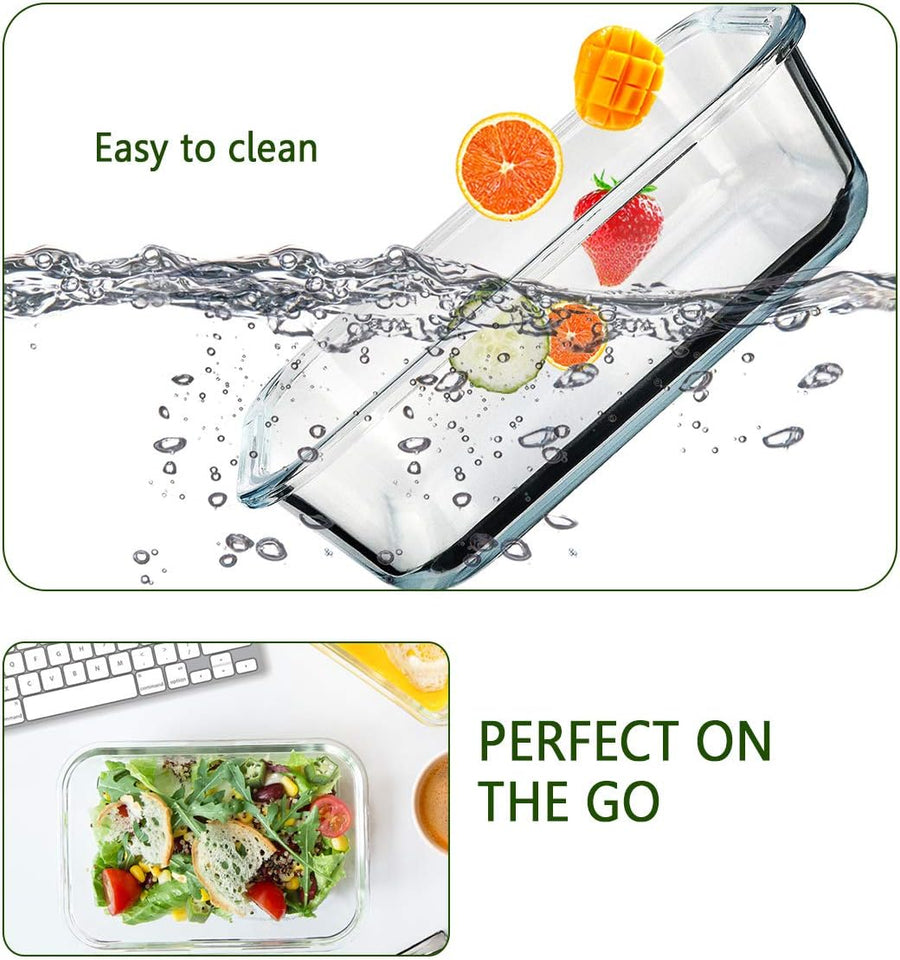 8-Pack,30 oz Glass Meal Prep Containers,Glass Food Storage Containers,Airtight lunch Containers with Lids, Microwave, Oven, Freezer and Dishwasher