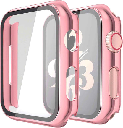 Misxi 2 Pack Tempered Glass Case Compatible for Apple Watch Series 11 (2025) Series 10 46mm, Screen Protector Cover for iWatch, Black