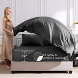 CozyLux Queen Comforter Set Dark Grey - Bed in a Bag Queen Size 7 Pieces, Luxury Soft Bed Set for All Seasons, Bedding Set with Comforter, Sheets, Pillowcases & Shams, Dark Gray, Queen