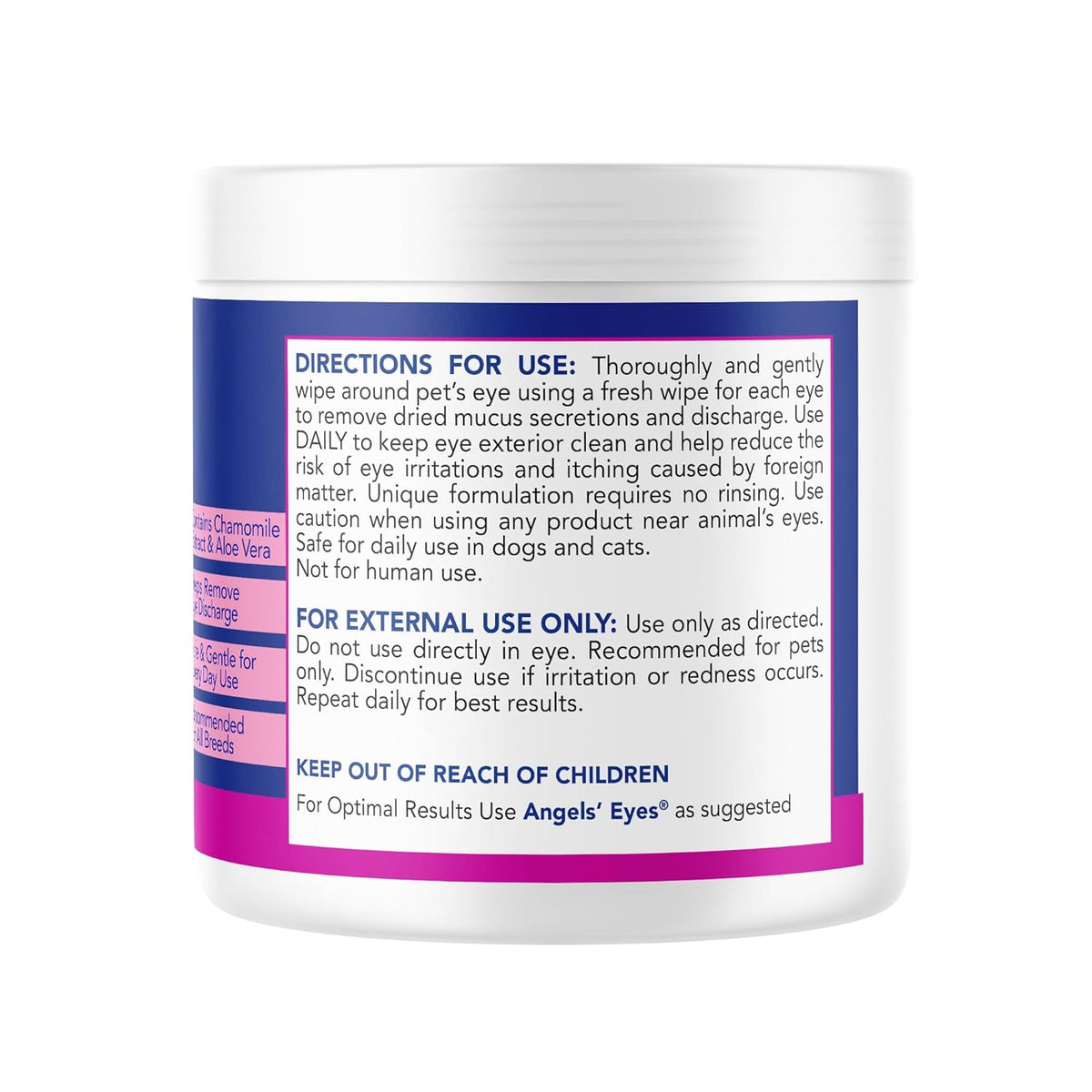 Angel's Eyes Gentle Tear Stain Wipes for Dogs and Cats, Presoaked, 100 Count, Textured