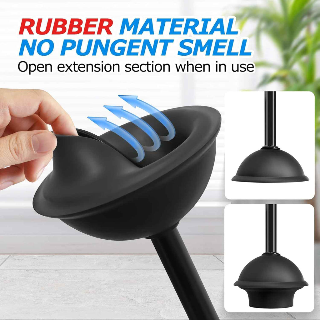 2-in-1 Toilet Plunger and Brush Set with Extended Handle for Bathroom Cleaning