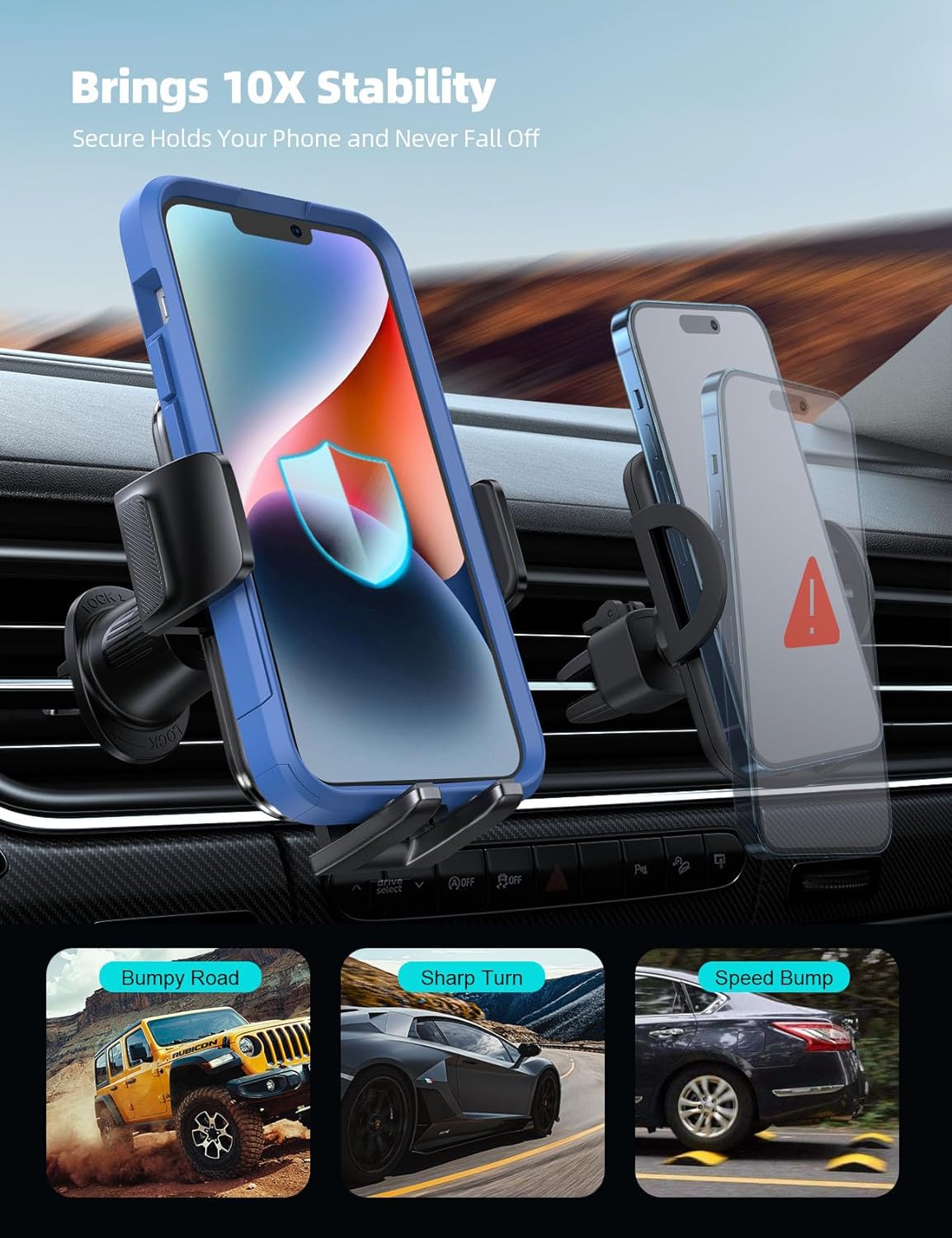 Lamicall 2026 Wider Clamp & Metal Hook Car Phone Holder Vent [Thick Cases Friendly] Phone Holders for Your Car Mount Gfts Automobile Hands Free Accessories for Women Men for iPhone 16 15 14 13 Pro Max