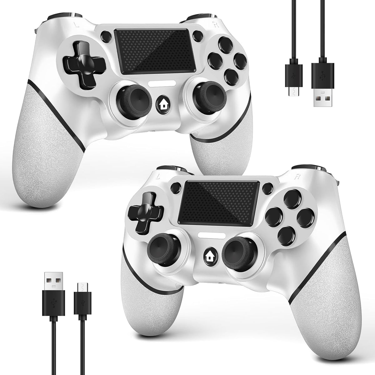 AceGamer 2 Pack wireless controller for PS4/Pro/Slim/PC with non-slip grip and USB-C cable (Pink and White)