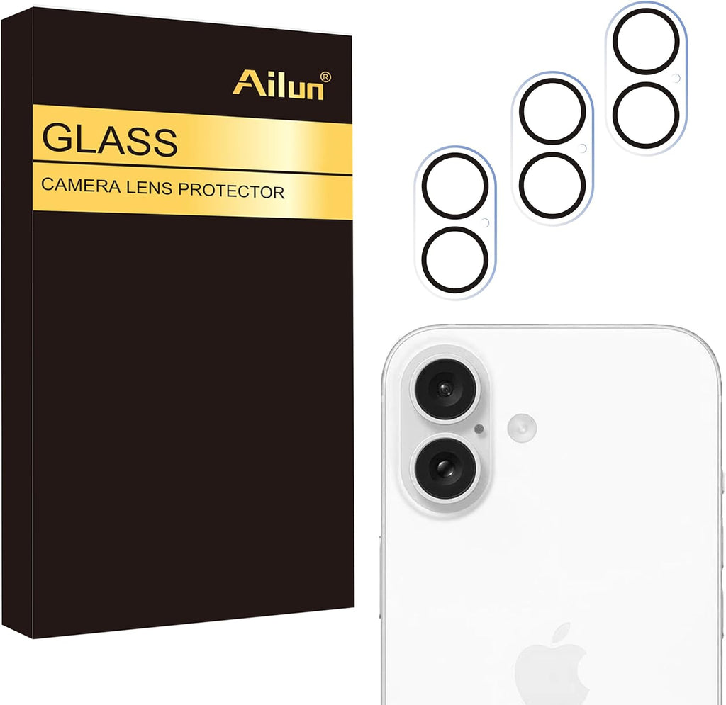 ailun 3 pack tempered glass lens protector for iphone 16 pro, 14 pro, and max models, 9h hardness, anti-scratch, case friendly