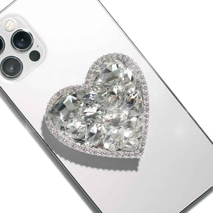 OnTheGrip Compatible with Magsafe Cute Cubic Diamond Heart Shape Design Collapsible Mobile Phone Grip Stand Holder for Smartphone Tablet Cell Phone Accessory (Gold Small)