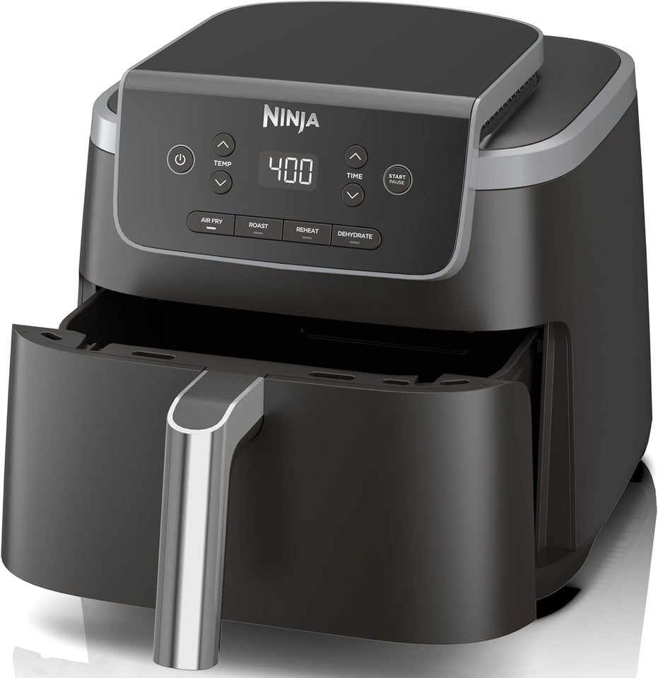 Ninja Air Fryer with Air Crisp | 5 QT Capacity fits up to 4lbs of Fries | 4-in-1 Pro Air Fry, Roast, Reheat, Dehydrate | 400°F Max Temp | 1750 Watts | W/Nonstick Basket & Crisper Plate | Grey | AF141