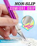 DIYSELF Craft Knife with 10 Extra #11 Blades, Precision Hobby Knife Set with Steel Ruler, Exacto Knife for Crafting, Polymer Clay, Pottery, Paper, Vinyl, Stencil & Model Making (PLrple)