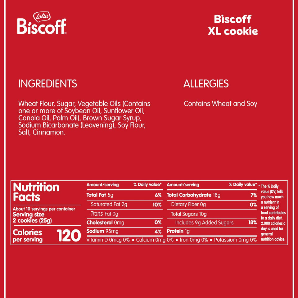 Lotus Biscoff Cookies, Caramelized Biscuit Cookie Snack, Dispenser Box (20 sleeves of 2 extra large cookies) Vegan, 0.9 Ounce (Pack of 20)