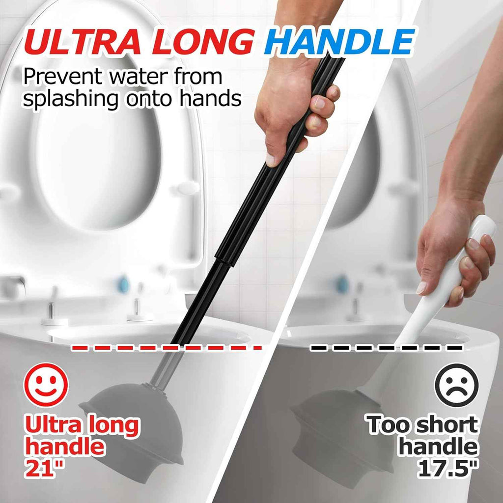 2-in-1 Toilet Plunger and Brush Set with Extended Handle for Bathroom Cleaning