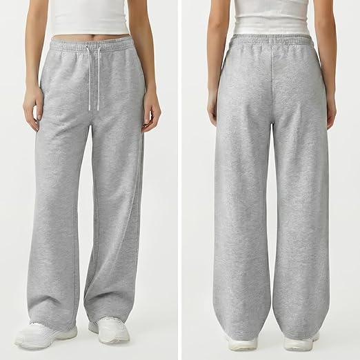 Common Stitch 3 Pack Wide Leg Fleece Lounge Sweatpants for Women — Deep Pockets, Relaxed Fit, Elastic Drawstring Waist