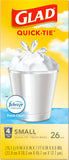 Glad Small Trash Bags 4 Gallon, Febreze Fresh Clean Garbage Bags, Odor Resistant with Quick Tie, 26 Count - PureLivingMart