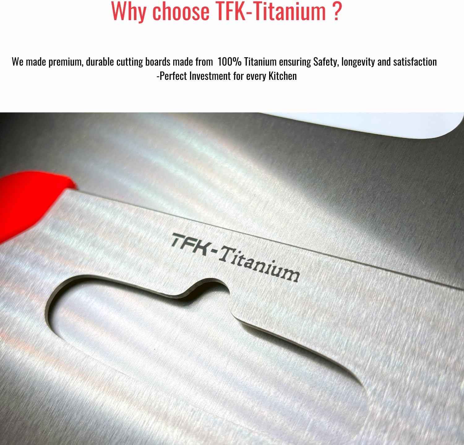 Titanium Cutting Board - 100% Pure Titanium Cutting Boards for Kitchen, Non toxic, Dishwasher safe and with Non slip silicon pads for stable and water resistance cutting (Large)
