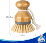 MR.SIGA Bamboo Palm Brush, Scrub Brush for Dishes Pots Pans Kitchen Sink Cleaning, Pack of 2
