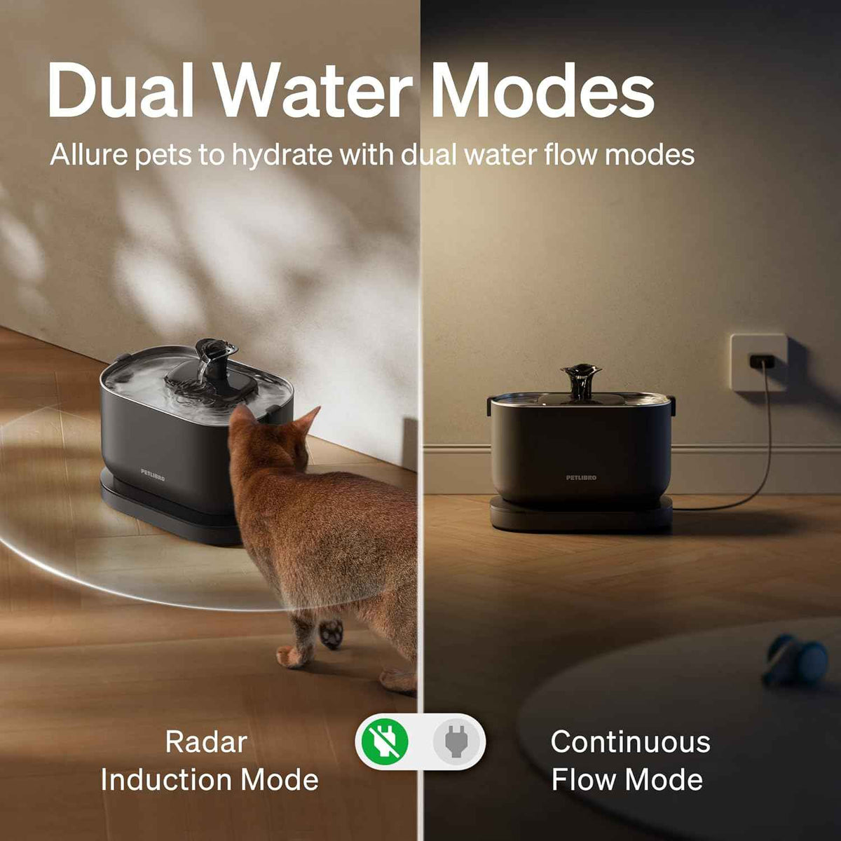 PETLIBRO Cat Water Fountain, Cordless Pet Water Fountain Battery Operated, 2.5L/84oz Dockstream Water Fountains for Cats Indoor, Cat Fountain with Stainless Steel Tray, Easy to Clean BPA-Free