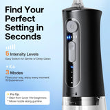 Bitvae Water Dental Flosser for Teeth, Cordless Water Teeth Cleaner Picks, 3 Modes 5 Intensities, IPX7 Waterproof, Rechargeable Water Dental Picks for Cleaning - Black