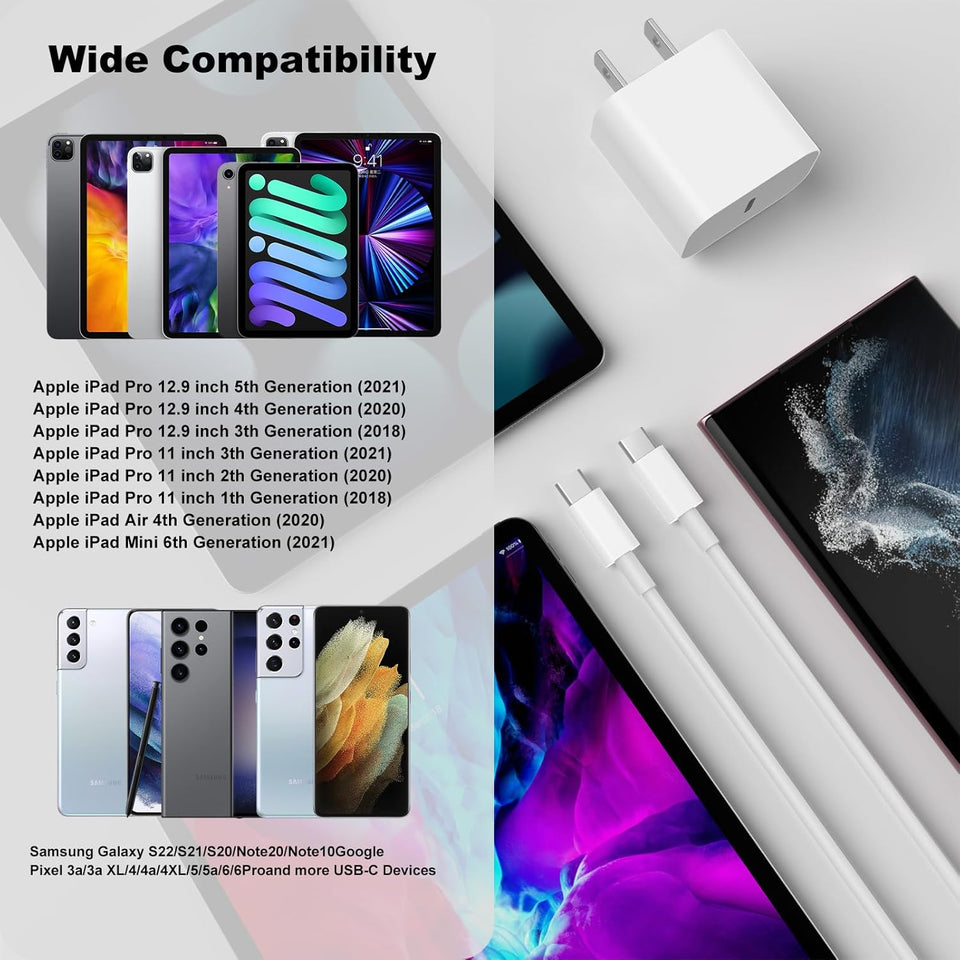 iPhone 17 16 15 Charger Fast Charging,20W Apple iPad USB C Fast Charger,2Pack 6ft USB C Wall Charger Block for iPhone 17/Pro/Pro Max/17 Air/ 16/16 Pro/16 Pro Max/15/Plus/Pro/Pro Max, iPad Pro/Mini - PureLivingMart