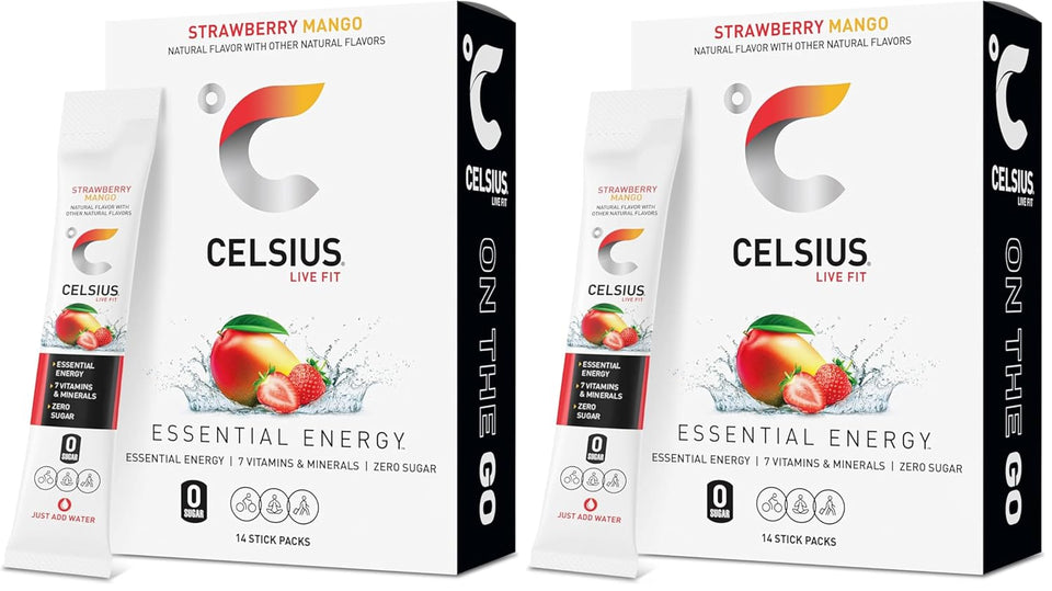 The Go Strawberry Mango, Sugar Free Energy Drink Mix Sticks, 14 Count (Pack of 2)