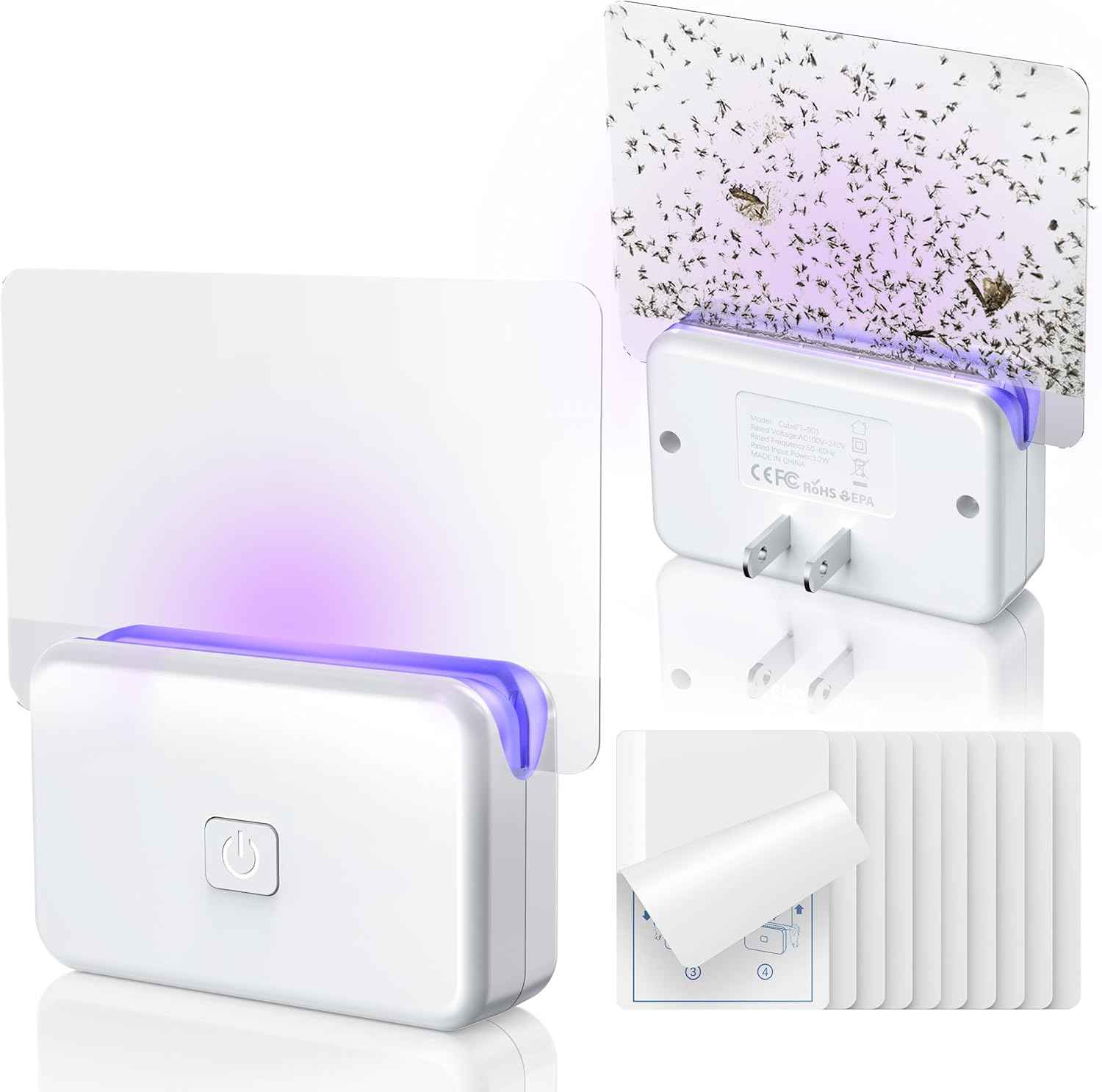Fruit Fly Traps for Indoors (1 Device+10 Refills) Plug in Fly Trap for Gnats, Fruit Flies, Flying Insects Sleek Design Indoor Safe