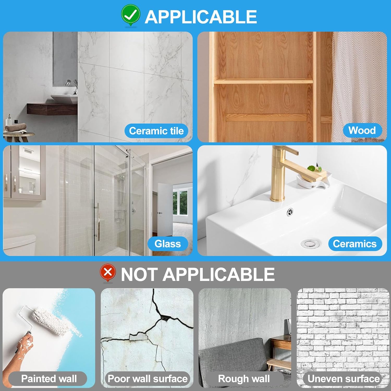 Large Adhesive Hooks for Hanging Heavy Duty Wall Hooks Self Adhesive Towel Coat Hooks Waterproof Transparent Hook for Bathroom Shower Kitchen Keys Door Outdoor Home Improvement Utility Hook 12 Pack