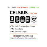 CELSIUS Fizz Free Peach Mango Green Tea, Sugar Free Energy Drink, 12 Fl Oz (Pack of 12)